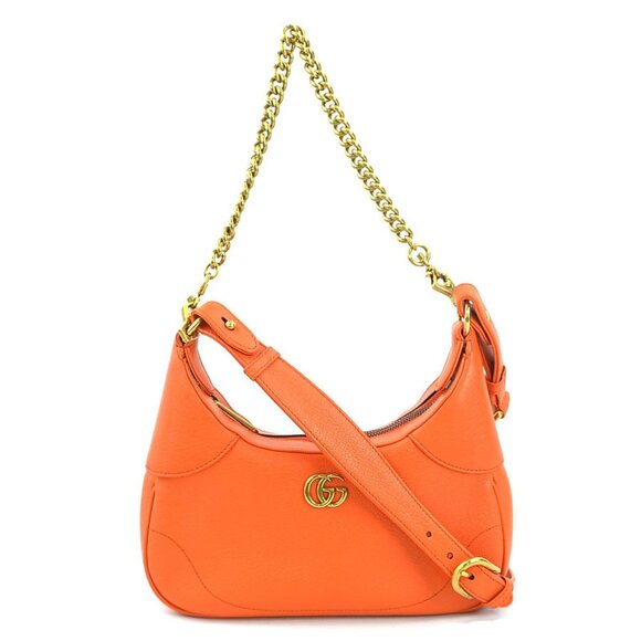 GUCCI Orange Leather GG Marmont Shoulder Bag - Picture 1 of 5